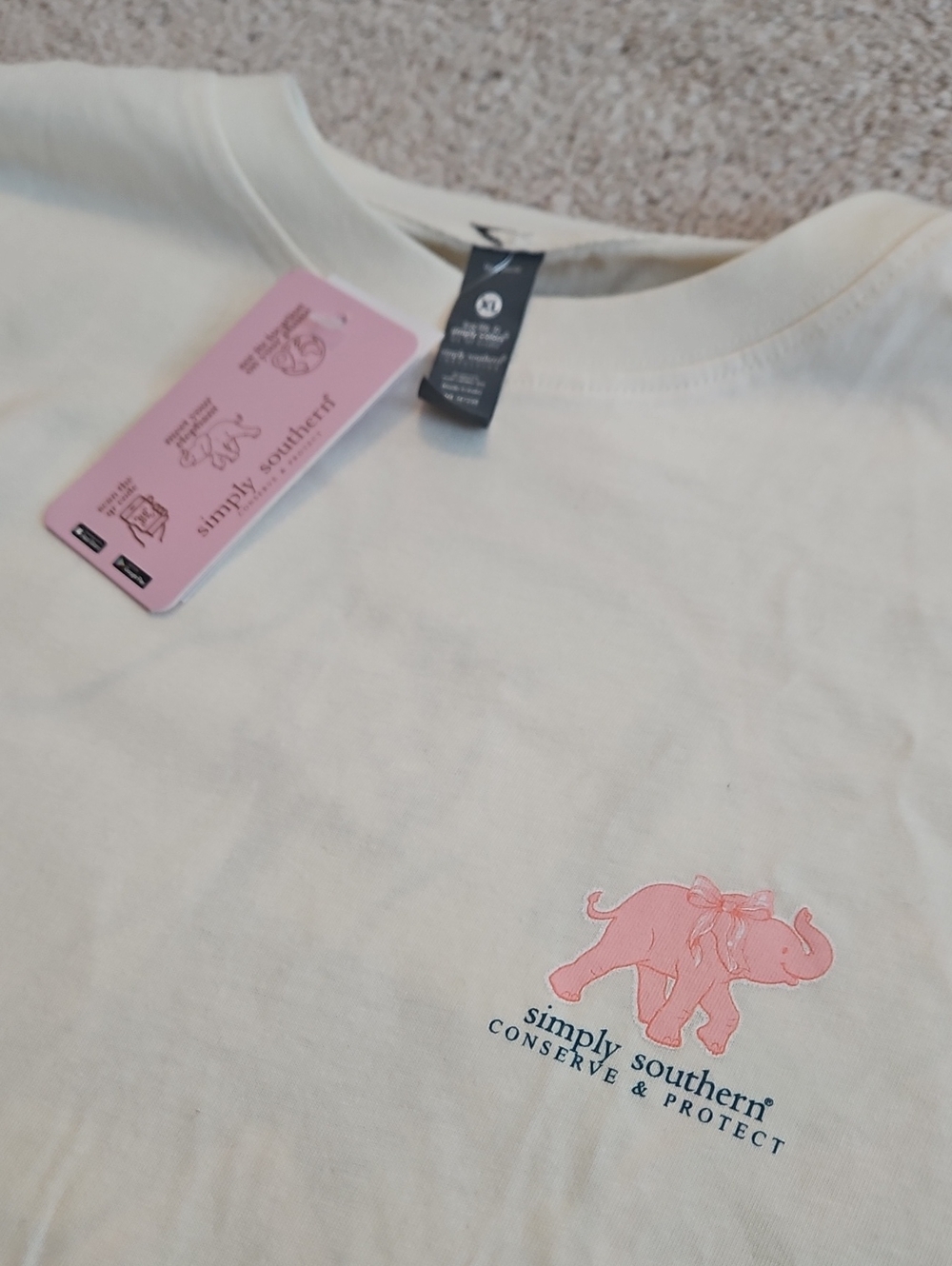 Simply Southern Cream Long Sleeve Patchwork Elephant Tee - Picture 3 of 3